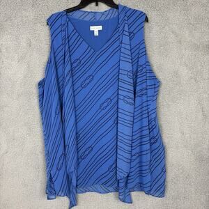 Susan Graver Women Liquid Knit Geometric Top Sleeveless Scarf Size 3XP career